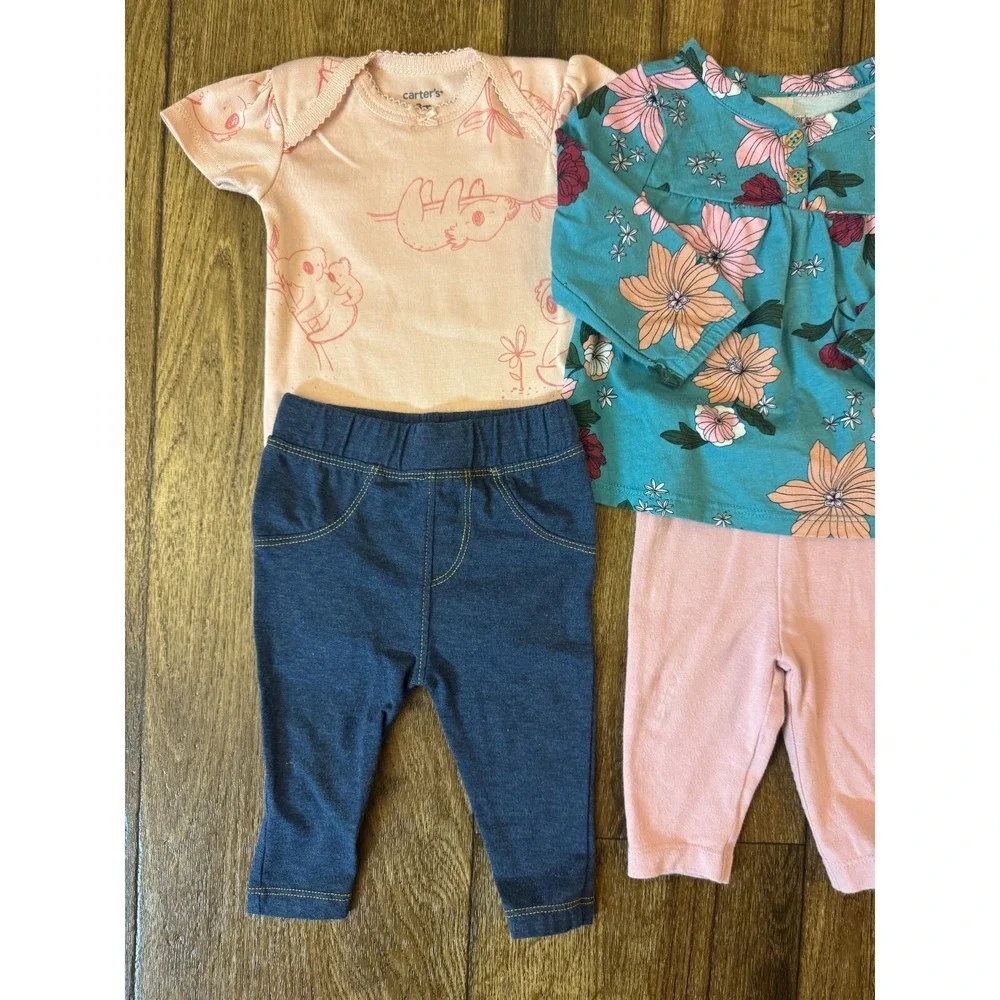 Carters Baby Girl 3 Months Outfits Ruffled Pants Jeans Shirts Spring Clothes Lot